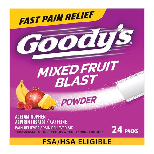 Goodys Pain Relief Powders Extra Strength Headache Powder Mixed Fruit Blast 24 ct (Pack of 1)