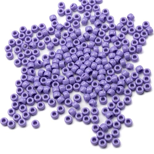 Image of Gxueshan 1000 Pcs Acrylic Plastic White Pony Beads 6x9mm Bulk Kandi Beads for Friendship Bracelet Necklace Jewelry Making Pens Hair Braiding Kit (Violet blue2)