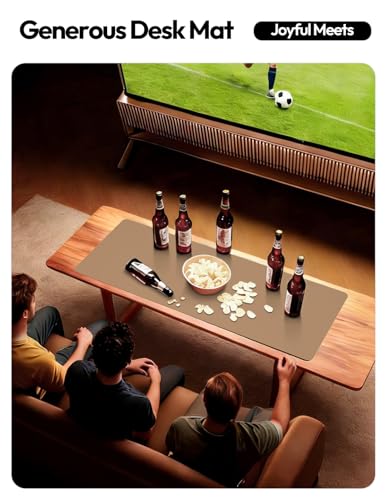 Image of YSAGi Leather Desk Pad Protector, Office Desk Mat, Large Mouse Pad, Non-Slip PU Leather Desk Blotter, Laptop Desk Pad, Waterproof Desk Writing Pad for Office and Home (47.2 inch x 23.6 inch, Khaki)