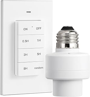 DEWENWILS Remote Control Light Socket, Wireless Light Switch with Timer, E26 E27 Bulb Base, Remote Light Socket for Closet, Basement, Attic, 100FT Range, No Wiring, ETL & FCC Listed