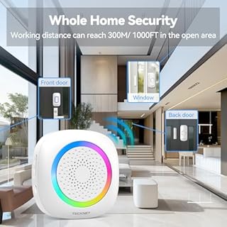 TECKNET Door Chimes When Door Opens, Wireless Door Sensor Chime Alarm with 1000Ft Range, 61 Songs, 5 Volume Levels, RGB Light, Door Chime for Business/Store/Home/Office When Entering