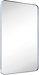 GRACTO 24x36'' Chrome Metal Framed Bathroom Mirror for Wall in Stainless...