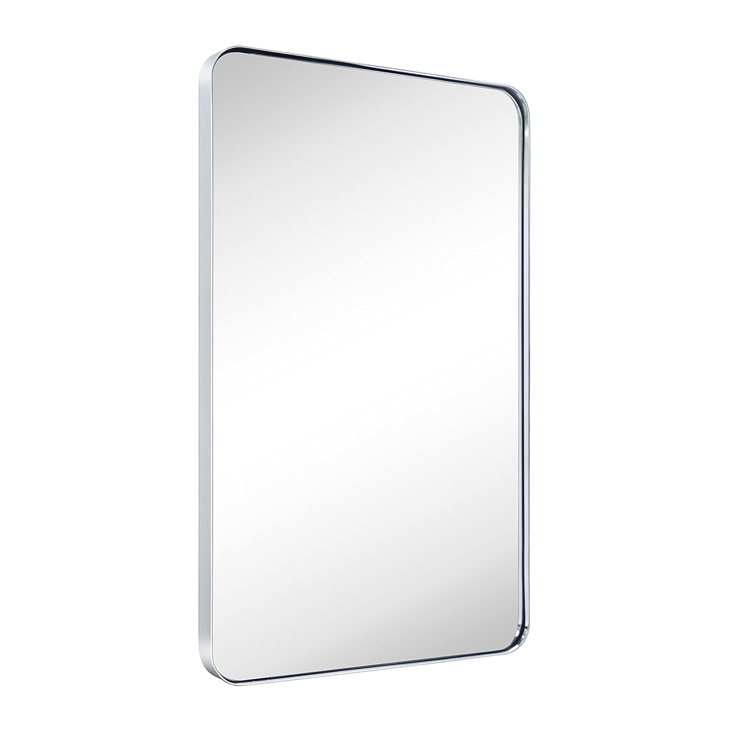 GRACTO 24x36 Chrome Metal Framed Bathroom Mirror for Wall in Stainless Steel Rounded Rectangular Bathroom Vanity Mirrors Wall
