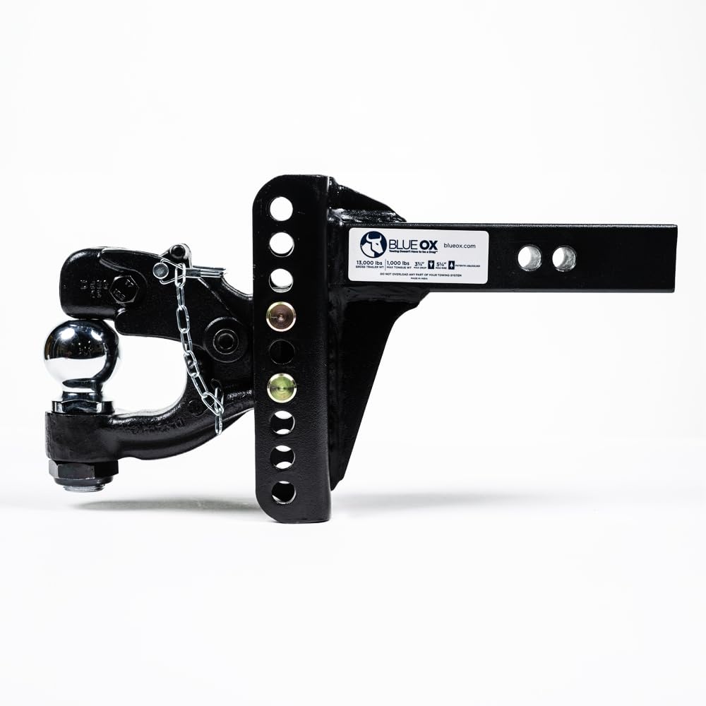 BLUE OX ADJ. BALL MOUNT; 2 RCVR; 6 DROP/RISE; 2-5/16 BALL/PINTLE; 13K BXH13162