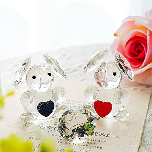 H&D Crystal Elephant Figurines Glass Couple Elephants With Diamond Crystal Paperweight Home Wedding Decor Table Centerpiece Vanlentine's Gift, I Will Forever Love You #TOP2