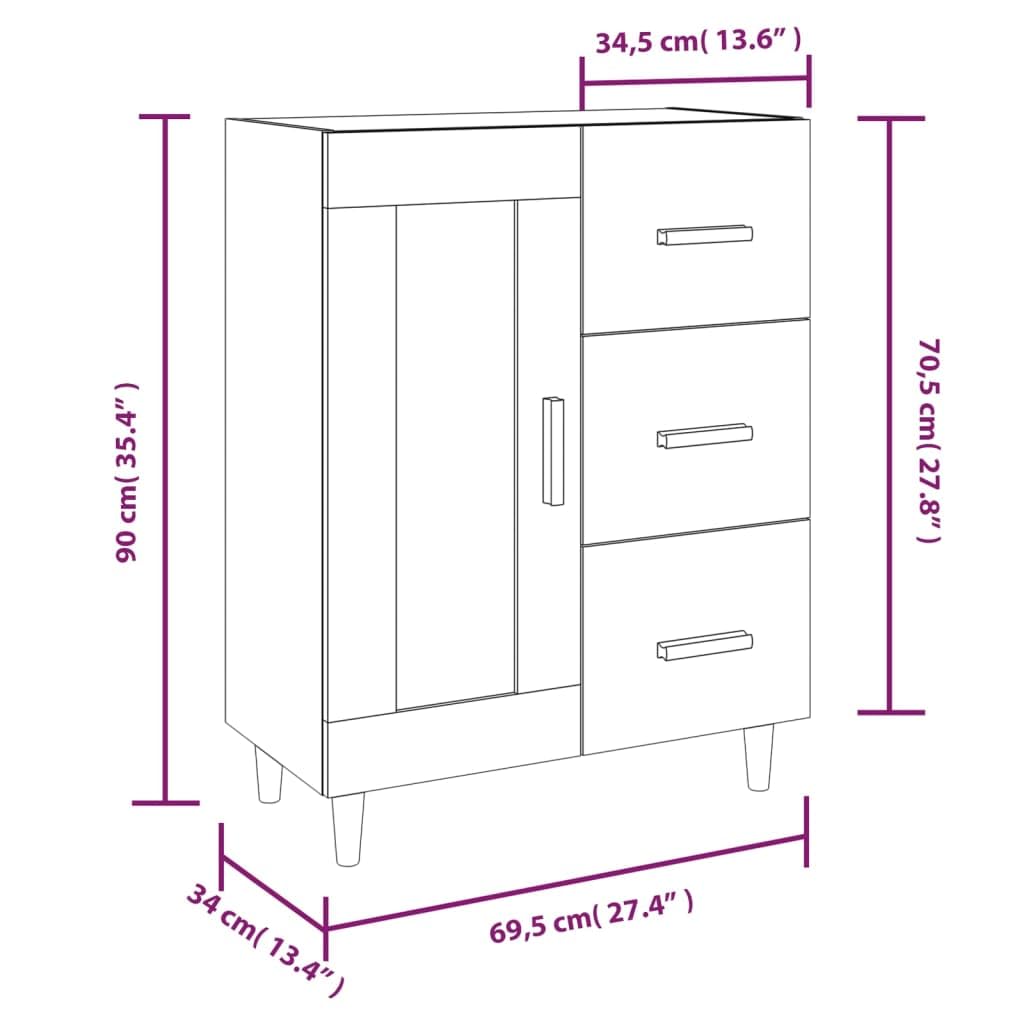vidaXL Aparador Armario Mueble Auxiliar Almacenamiento Sala de Estar Comedor Cocina Dormitorio de Madera Contrachapada Blanco Brillante