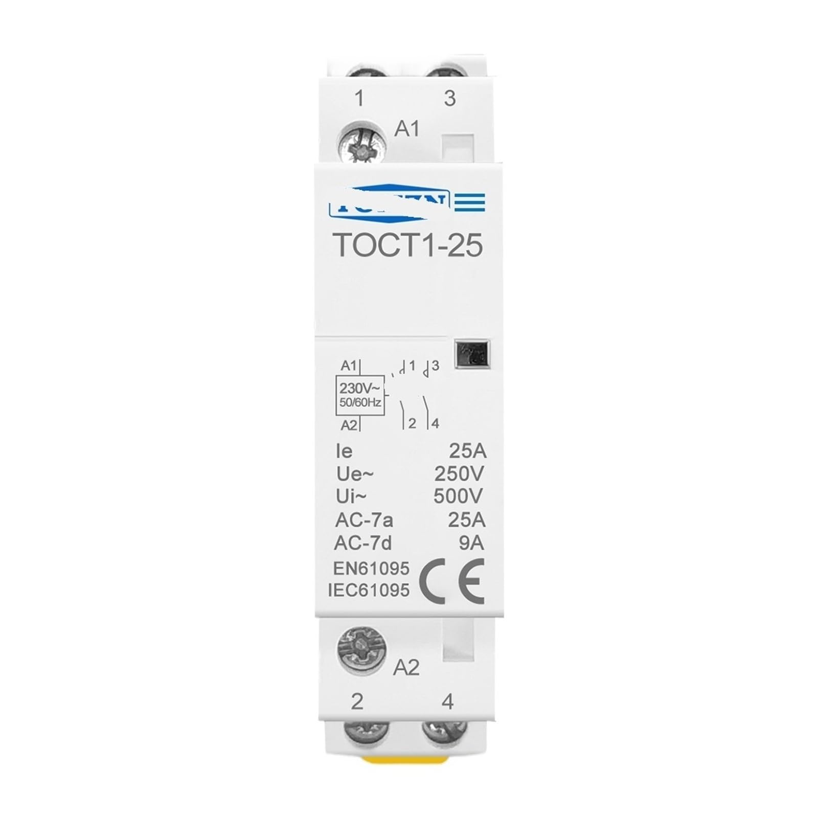 Contacteur modulaire TOCT1 2P 25A évite les pannes de relais sur tableau électrique 220V