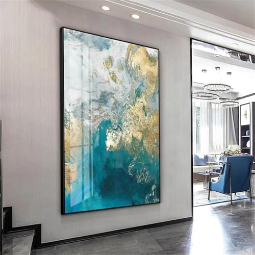 Toile aquarelle bleue abstraite XINBAO 50x70cm pour décoration murale