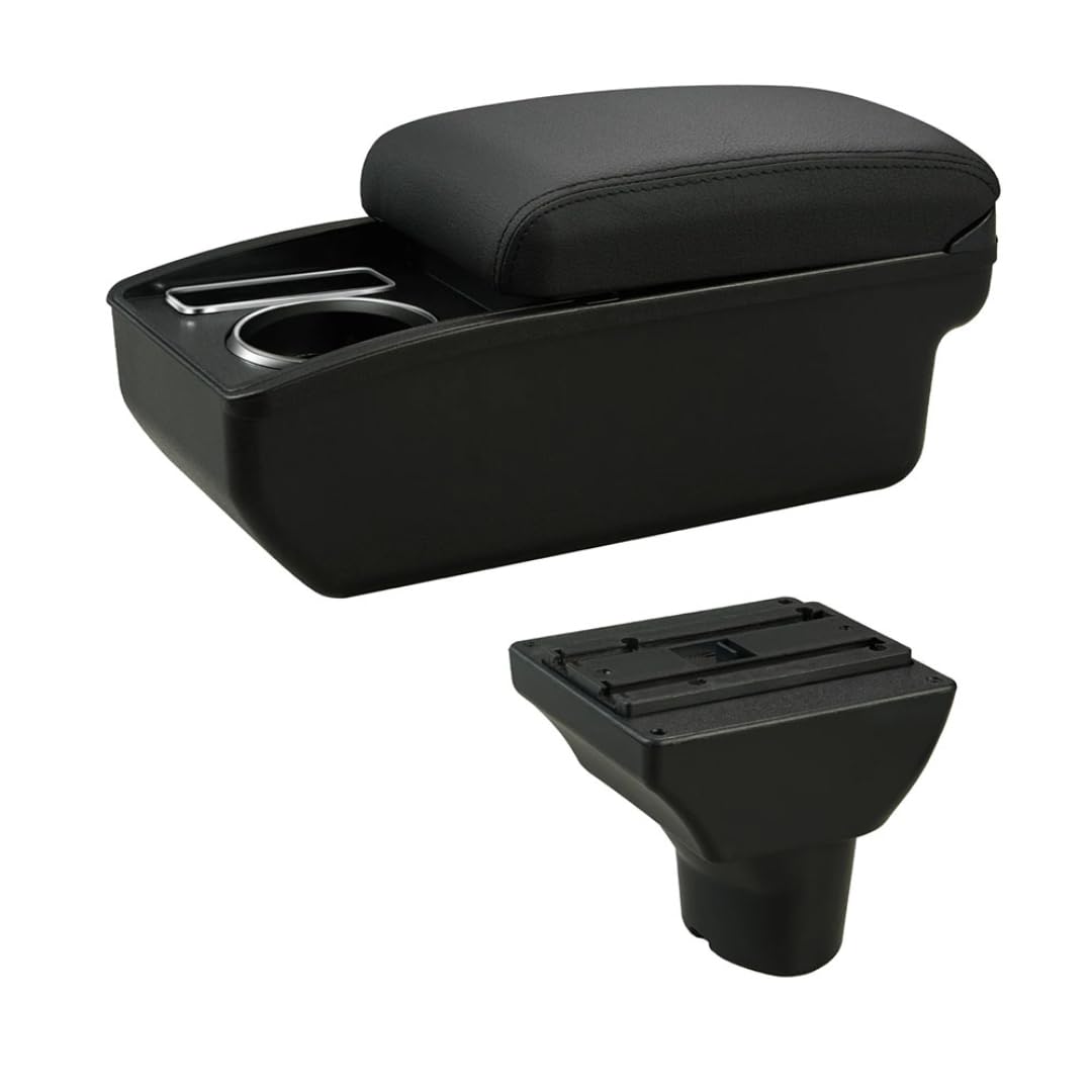 Toiumops Armrest for Hyundai i20 2012, Car Armrest Box Center Console Store box(A2 Black Line No USB)