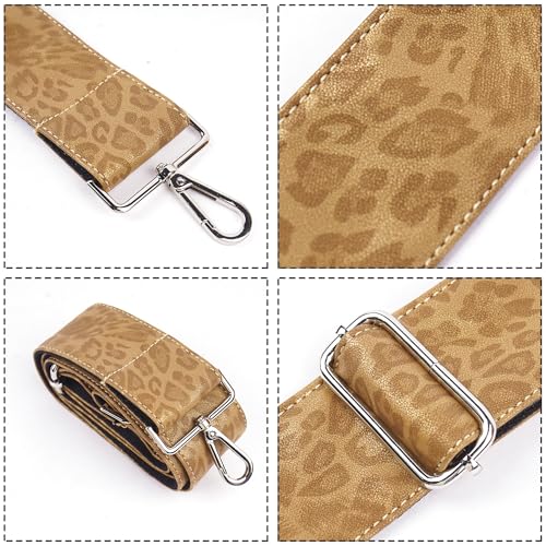 Image of Purse Straps Replacement Crossbody,Crochet Purse Strap for Handbags,Wide Shoulder Straps for Bags(1-Leopard Brown)
