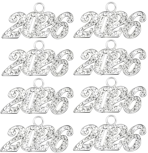 2026 Charms, 10 PCS Silver Graduation Tassel Charm, Charms for Graduation Cap, Graduations Cap Tassel 2026 Year Charm for Graduate Hats Graduations Decorations