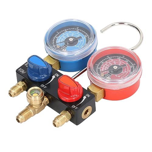 Juego Mini de Manómetro AC con Extremos Codificados por Color, Boquilla de Fusión Espejo, Material de Aleación para Refrigerantes R22, R134a y R1234yf, Herramientas para Mantenimiento Automotriz miniatura 2