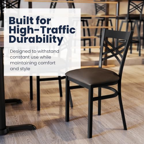 Image of Flash Furniture Hercules X-Back Restaurant Chair - Vinyl Seat, Black /Mocha
