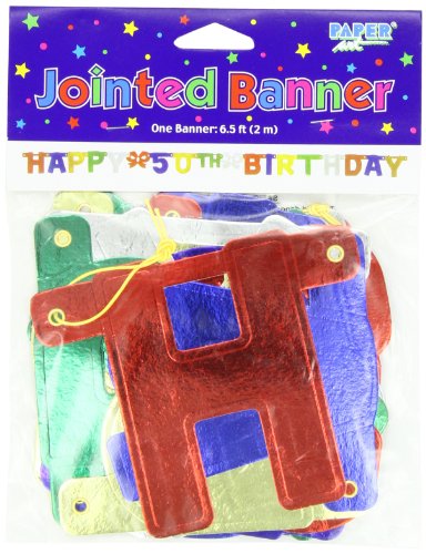 Creative Converting Party Decoration Jointed Banner, Happy 50th Birthday, 6-Feet