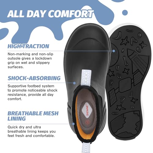 Showave Kid's Rain Boots Girl's Deck Boots Waterproof Boy's Rain Boot Non Slip Neoprene Rubber Boot Ankle Mud Booties(Black,7 Bid Kid) Showave Kid's Rain Boots Girl's Deck Boots Waterproof Boy's Rain Boot Non Slip Neoprene Rubber Boot Ankle Mud Booties(Black,7 Bid Kid) - Image 4