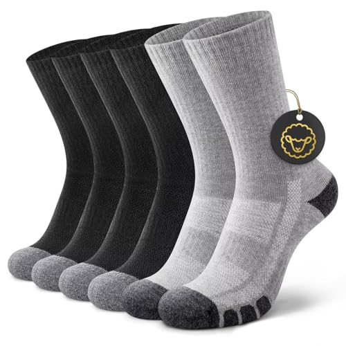 YouShow 3 Paar Merino Wandersocken Herren Damen Gepolstert Anti-Blasen...