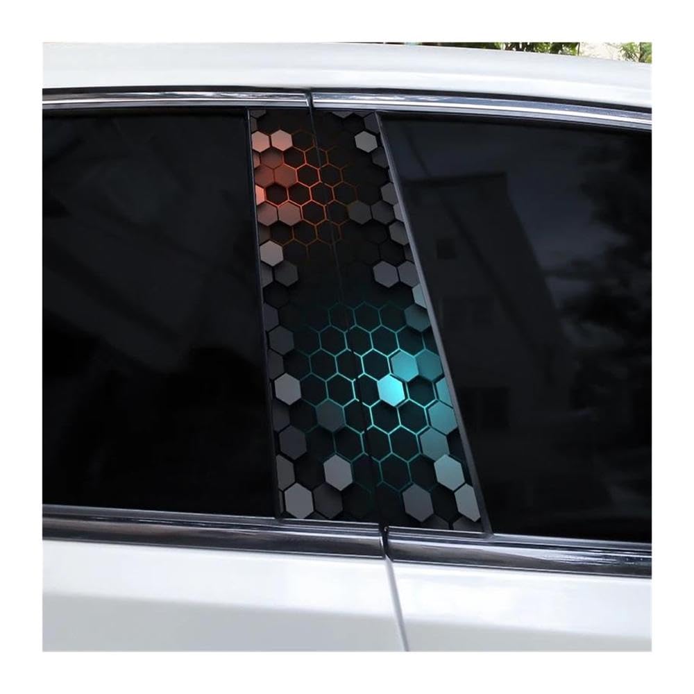 Decorative Items 2PCS Car Center Pillar Sticker Hexagonal Image Cover Scratches Vinyl Waterproof(Type A)