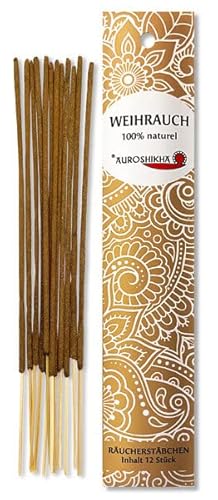 Räucherstäbchen 100% Naturel von Auroshikha 10g Rauchstäbchen aus natürlichen Stoffen ohne Chemie Traditionelles Indisches Räucherwerk für Meditation Entspannung (Weihrauch) Cover