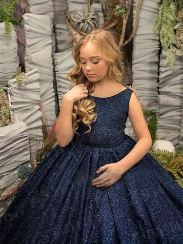 ZSWWYibo Girls Princess Celebration Dresses Glitter Sleeveless Bow Prom Dresses with Train for Kids Formal2