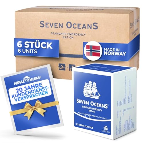 Seven Ocean – oryginalny produkt – żywność w sytuacjach awaryjnych [6 x 500 g], bardzo długi zapas awaryjny [3 kg] do zapobiegania kryzysom, wysoka energia do użytku na świeżym powietrzu