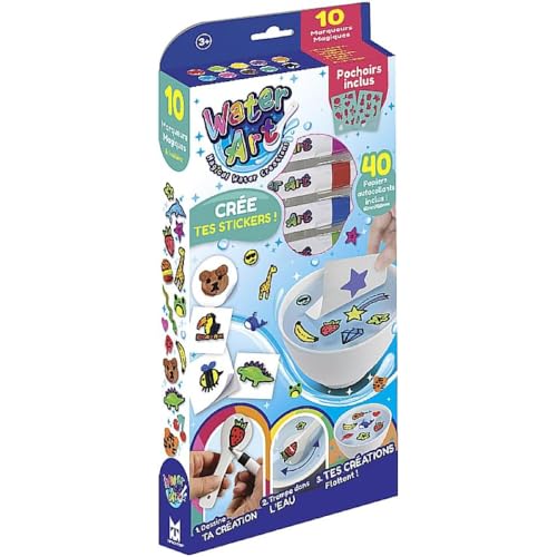 Water Art - Donnez Vie à Vos Dessins grâce à ce kit Water Art - Dessinez et trempez la Figurine - 10 Feutres et 1 Cuillère - Loisirs et Créatifs - A partir de 3 Ans