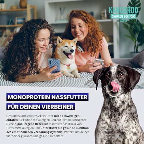 JOHN DOG Hundenassfutter Känguru - Premium Getreidefreies Hundefutter mit 99% Fleisch - Monoprotein Nassfutter für ausgewachsene Hunde - Pure Black Special Edition 800g