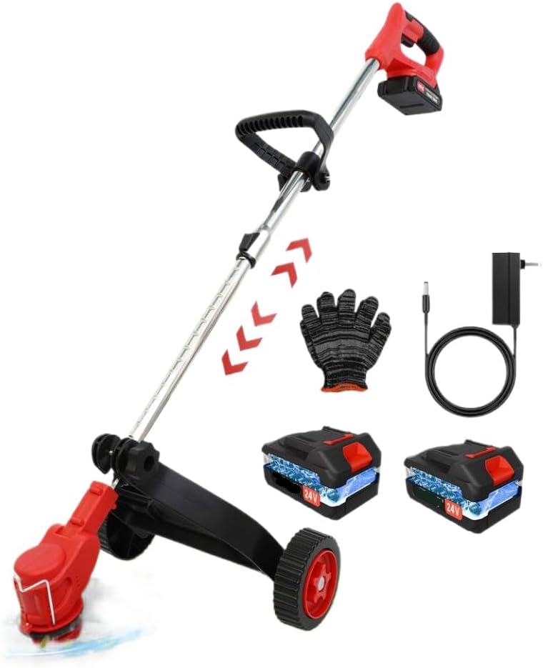 Cordless Lawn Mower Weed Edger Brushless Cutter 21V 2x5C 1.5Ah Lithium Charger Compatible with Yard Garden (Battery Quantity: Two Batteries)