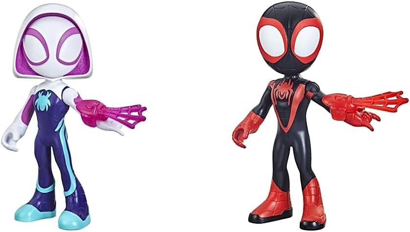 Marvel Spidey and His Amazing Friends Supersized Ghost-Spider 9-inch Action Figure & Marvel Spidey and His Amazing Friends Supersized Miles Morales: Spider-Man 9-inch Action Figure