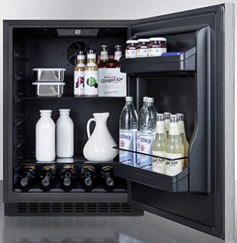 Summit Appliance Al54Sshh Built-In Undercounter Ada Compliant 4.8 Cu.ft. 24" Wide All-Refrigerator With Wrapped Stainless Steel Door, Horizontal Handle, Black Cabinet, Door Storage And Digital Control #TOP3