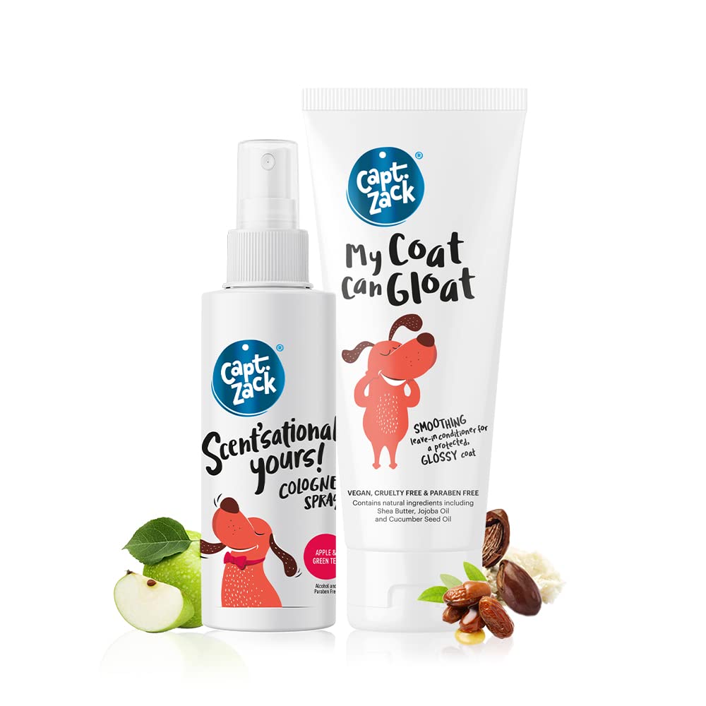 Captain Zack Combo | Scent’sationally Yours Perfume/Cologne/Deodorant/Smell Remover Spray 100 ml + My Coat Can Gloat Leave-In-Conditioner100 g for Dogs & Cats | Pack of 2| (B08KTHJF2R) Amazon Price History, Amazon Price Tracker