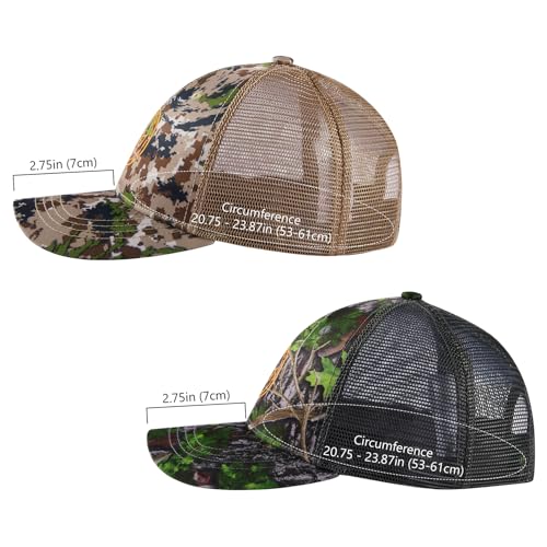 Image of BASSDASH 2 Pack Altimate Fishing Hunting Hat Mesh Back for Men Women Adjustable Baseball Trucker Cap Camo Blaze Orange