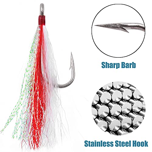 Bucktail Teasers Fishing Hook Saltwater Fishing Lures Fluke Rig Fishing Jig Hooks Mylar Flash Bucktail Teasers #TOP2