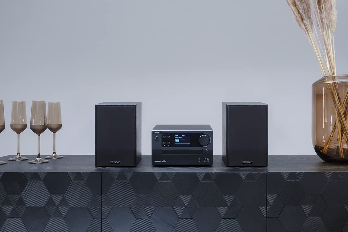 KENWOOD, Sistema Micro HiFi Stereo M-725DAB-S, con Ricevitore Radio DAB+, Lettore CD e Presa USB, Bluetooth per Audio-Streaming V5.0 (A2DP), Display a Colori 2,4", Black