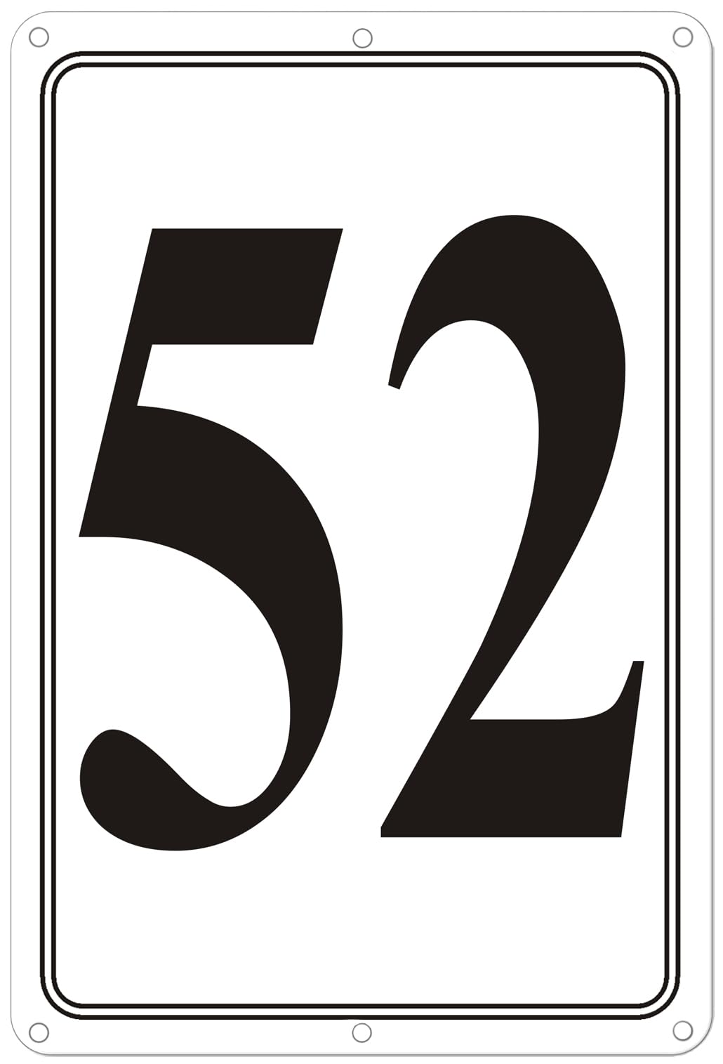 Premium Aluminum Number Signs 52, Metal 12" X 8" Numbered Signs Outdoor for Parking Lots, Floor, Dock, Court, Aisle, Field, High Visibility, No Fade, Weather-resistant