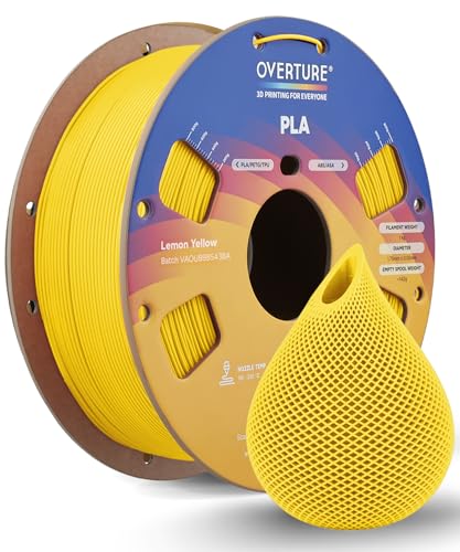 Image of OVERTURE High Speed PLA Filament 1.75mm, Neatly Wound 3D Printer Filament 1kg Spool (2.2lbs) Rapid PLA, Dimensional Accuracy + /- 0.02 mm, Fit Most FDM 3D Printers (Lemon Yellow)