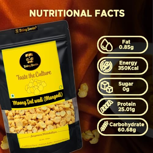 Image of Being Bania Homemade Rajasthani Mangodi / Mungori Wadi / Badi, 500 Gms | Hand made | Made with Moong Daal | Rich in Protein | Premium Ingredients | No Added Preservatives | Ready to Cook |