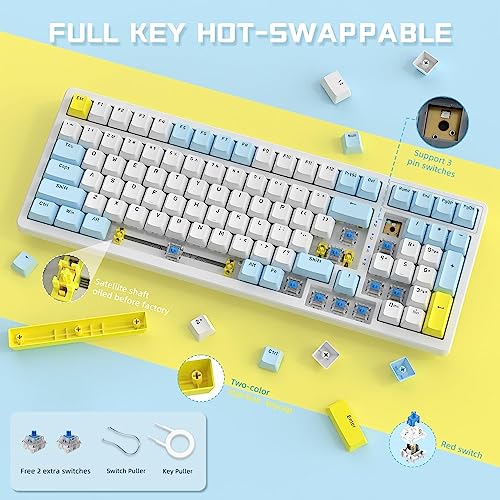 Image of Ajazz Mechanical Gaming Keyboard - Hot Swappable, Compact USB Wired with Numeric Pad, 100 Keys Double-Shot ABS Keycaps, N-Key Rollover RGB Custom Keyboard for PC Mac (MX Blue)