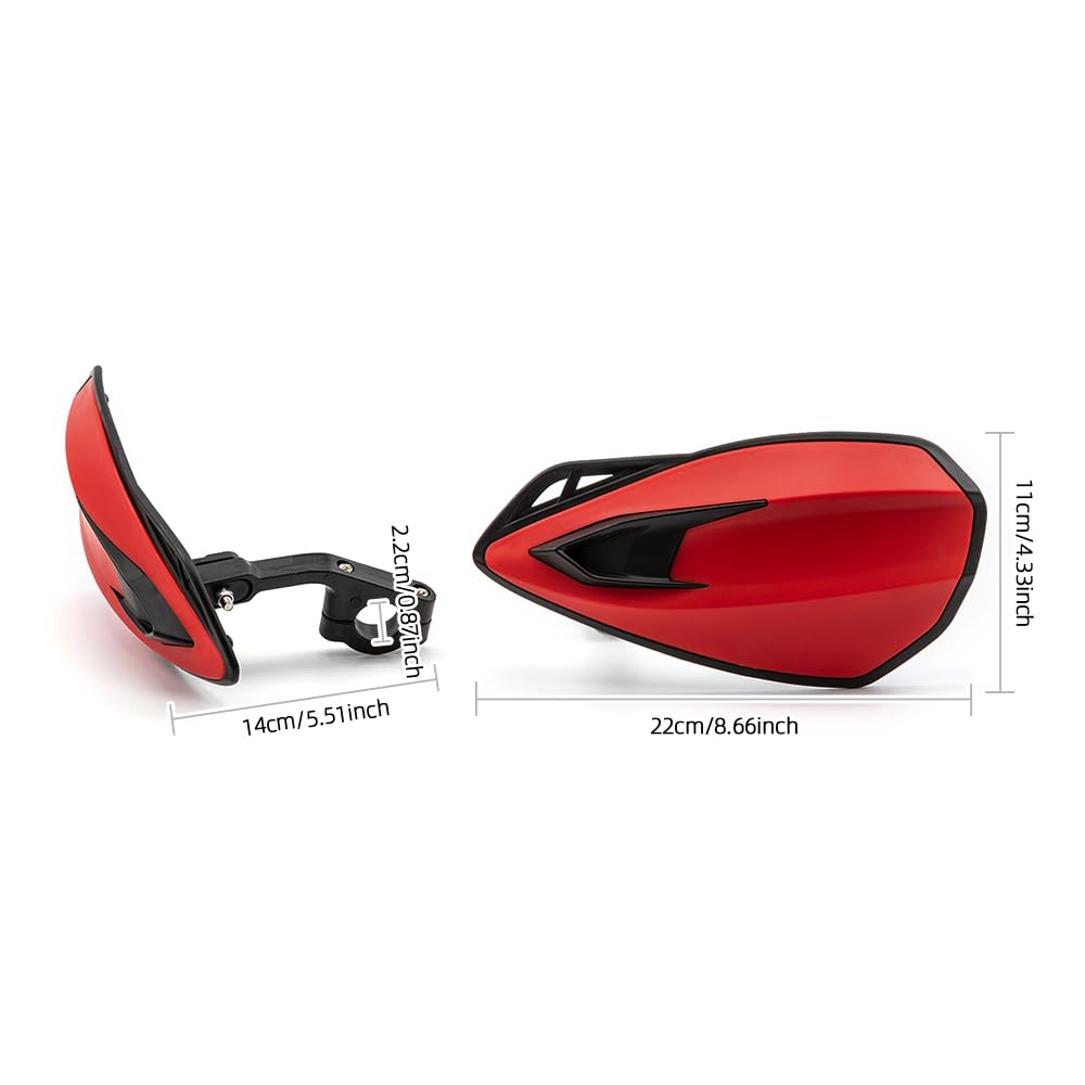 Protector de Mano para Moto de 7/8 Pulgadas, 22 mm, Protector de Manillar para Motocicleta Motocross Scooter Resistente al Viento Equipo de protección (Rojo)