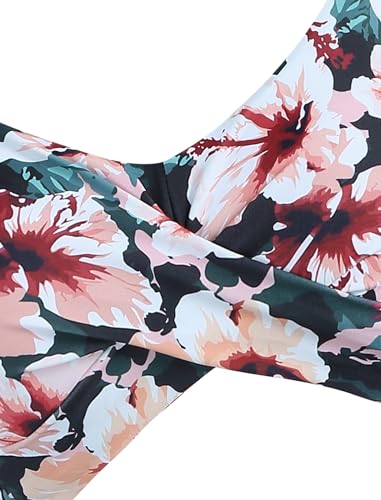 ZAFUL Women One Piece Swimdress Tummy Control Bathing Suit Push Up Swimsuit Modest Swimwear Cutout V Neck Cute Tie Knot Skirt4