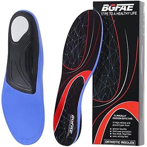 Plantar Fasciitis Orthotic Insoles, BGFAE Arch Support Insoles for Men and Women , Gel Comfort Sports Shoe Insoles Shoe Inserts for Relieve Flat Feet High Arch Feet Pain Heavy Duty Support 200+ lbs L Cover
