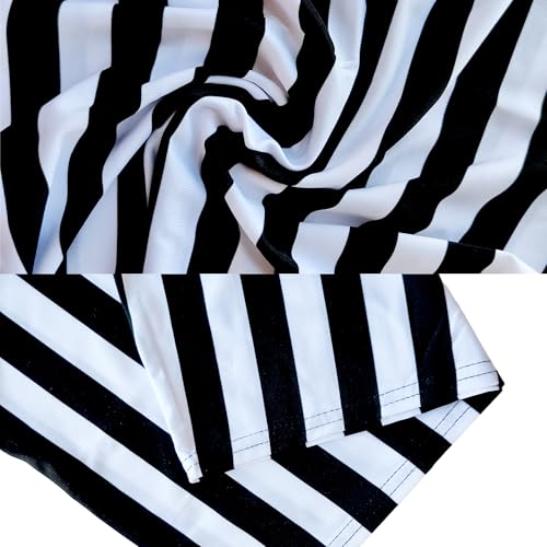 Womens Striped Stretch Midi Pencil Skirt High Waist Knee Length Bodycon 6