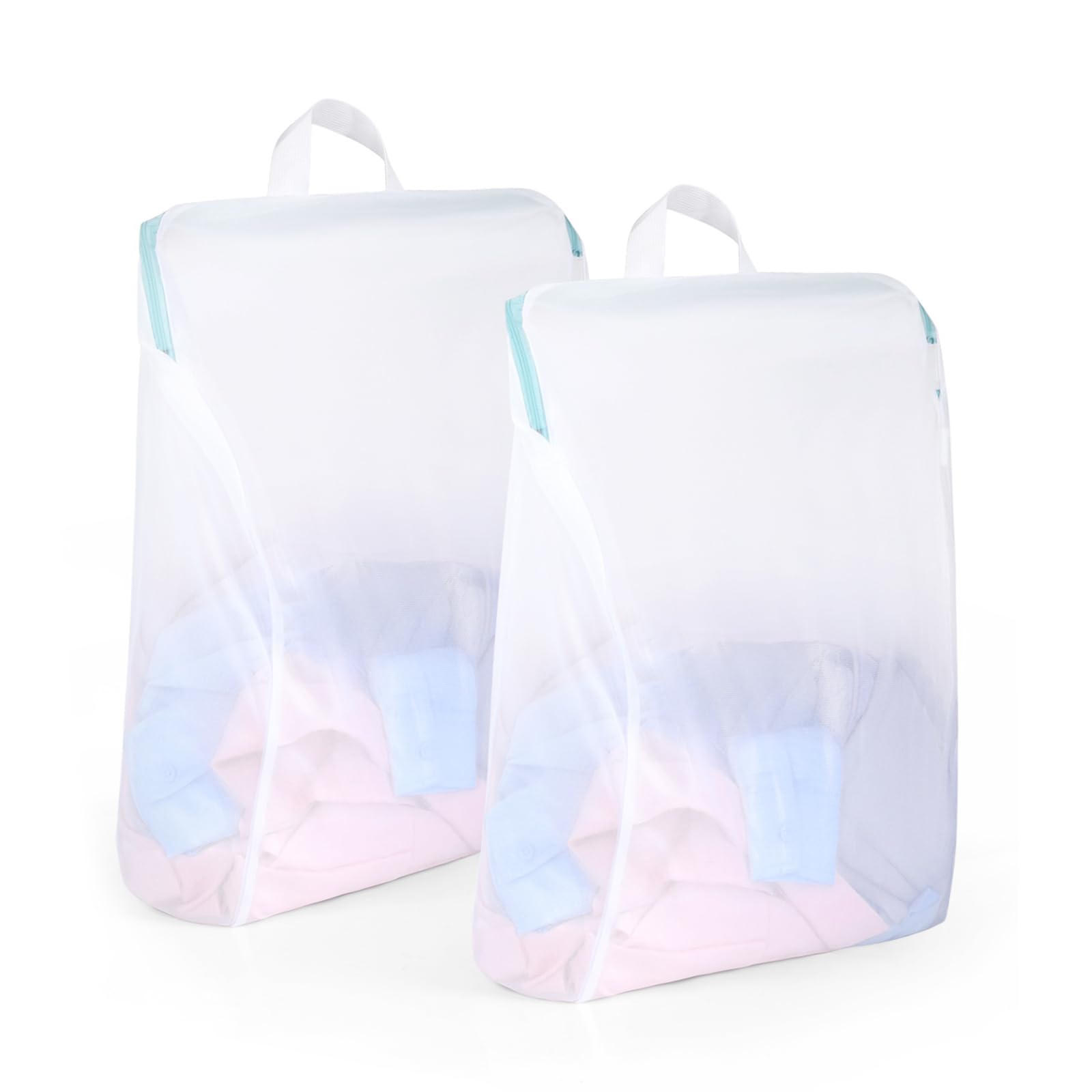 OTraki Filet Linge Machine à Laver 90x110cm Paquet De 2 - Sacs à Linge XL Robuste Avec Fermeture Éclair, Protection Vêtements Délicats Bleu
