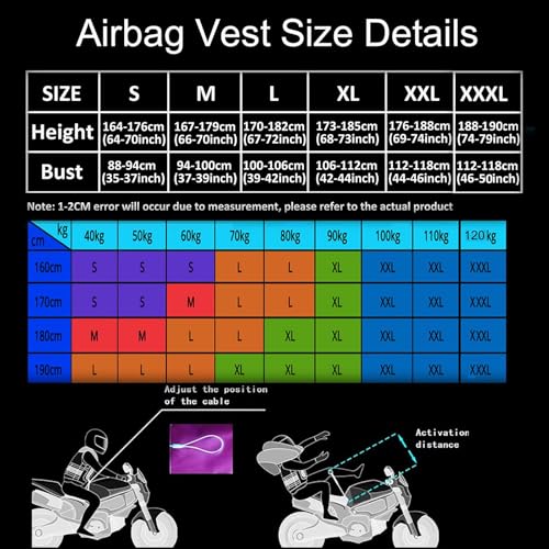 Reflektierende Motorradjacke mit Airbag, Motocross Airbag Weste für erhöhte Sicherheit, schnelles Aufblasen in 0,3 Sekunden, ideal für Fahrradwettbewerbe
