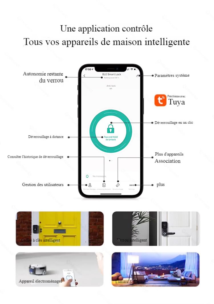Boitier de vérouillage de clé en Aluminium étanche iP65, empreinte digitale, carte RFID, mot de Pass, Tuya App