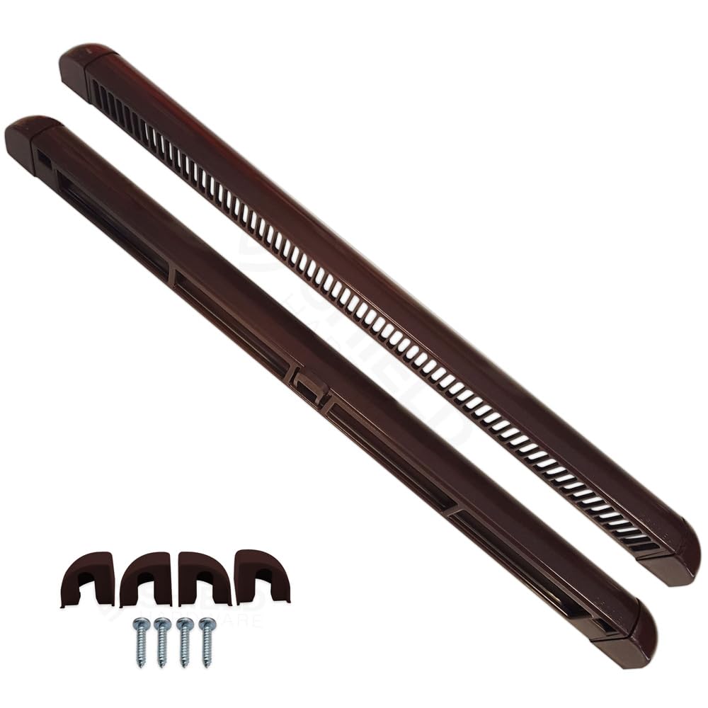 Window Trickle Vents - Reduces Condensation, Damp & Steam - Complete Replacement Kit for uPVC, Wood & Aluminium Brown 525mm