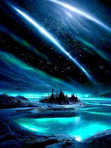 Yunnuo Diamond Painting for Adults & Beginner, DIY 5D Diamond Art Kits Landscape, Aurora Gem Painting Kit with Round Diamonds, Scenery Diamond Dot for Wall Art Decor 12x16inch