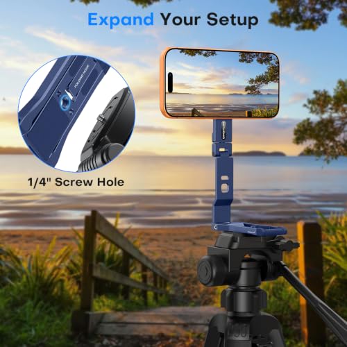 Image of OMOTON TP03 [Ultra-Slim] for MagSafe Tripod, 360 Rotating Magnetic Phone Tripod for iPhone 17 /16 Pro Max Air Women Men, Fold Cell Phone Stand with 1 /4 inch Screw & Hook Fits Vlog, Live, Travel, Blue