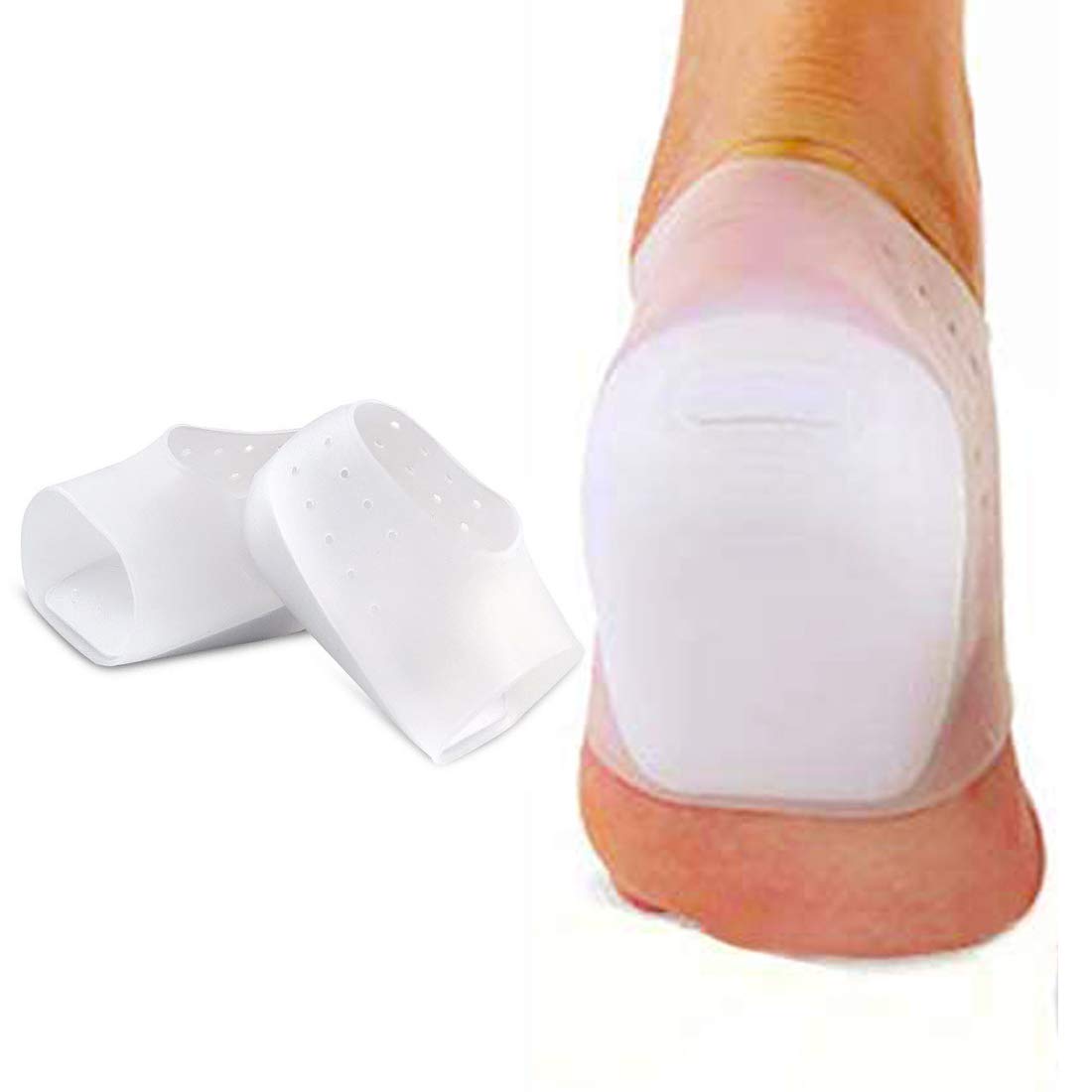 Height Increase Heels Cushion Insole, Gel Invisible Height Elevators, Heal Dry Cracked Heels, Arch Support, Heel Protectors, Heel Support Men’s Size 6-8/ Women’s 8-10 (White)