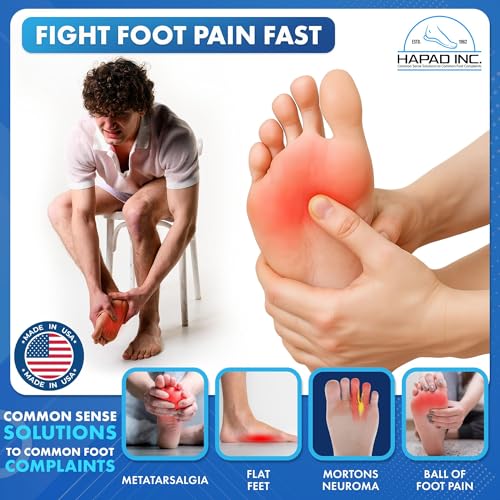 Image of HAPAD Longitudinal Metatarsal Arch Support Inserts for Women & Men, Medium (Pack of 3) - Adhesive Arch Support Pads, Metatarsal Pads, Shoe Insoles - Foot Arch Supports for Flat Feet, Fallen, High Arch