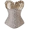 Dames Bloemen Kant Trim Corset Overborst Taille Cincher Bustier Top (Kleur : Champagne, Size : XXL)